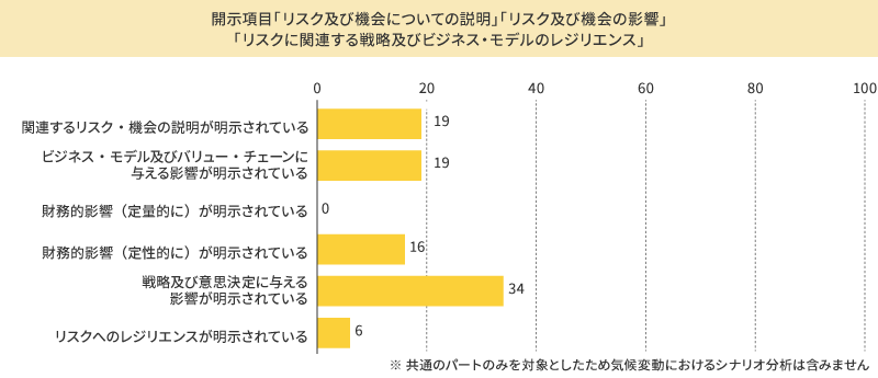 図：開示項目「リスク及び機会についての説明」「リスク及び機会の影響」「リスクに関連する戦略及びビジネス・モデルのレジリエンス」